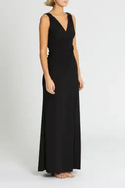 Montique Amalia Jersey Wrap Gown in Black Size 12 for rent on The Volte - image 2
