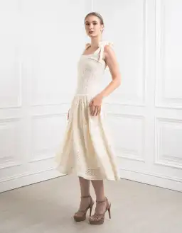 Zimmermann Anneke Patchwork Dress Cream/White Size 0 / AU 8 for rent on The Volte - image 3