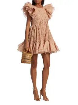 Zimmermann Dancer Frilled Mini Dress Blush Size 0 / 8 AU