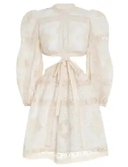 Zimmermann Aliane Embroidered Short Dress Ivory Size 0 / 8 AU for rent on The Volte - image 4