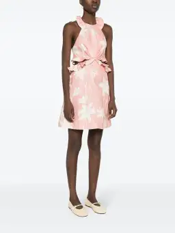 Zimmermann Acadian Tie Back Mini Dress Pink Ivory Floral Size 0 / AU 8 for rent on The Volte - image 2