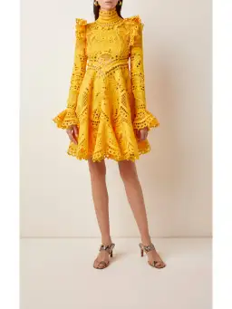 Zimmermann Brightside Palm Mini Dress Yellow Size 0 / AU 8  for rent on The Volte - image 1
