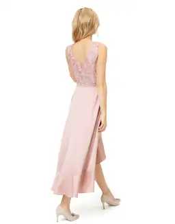 Review Thinking of You Midi Dress in Blush Size 8 for rent on The Volte - image 3