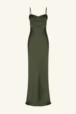 Shona Joy La Lune Corded Ruched Maxi Dress in Forest Green Size 8 for rent on The Volte - image 5