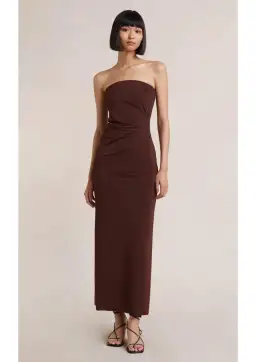 Bec & Bridge Myla Strapless Midi Dress in Chocolate Brown Size 8 for rent on The Volte - image 1