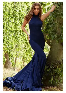 Jovani 55185 High Neck Formal Dress in Navy Size S / AU 8 for rent on The Volte - image 1