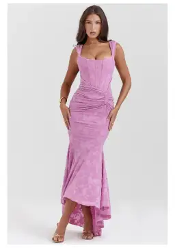 House Of CB Cesca Floral Maxi Dress Rose Pink Size S / AU 8