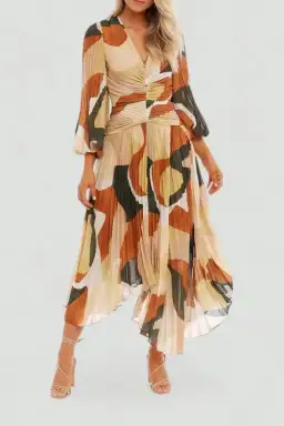 Ministry of Style Retro Resort Pleated Midi Dress Multi Size 14 for rent on The Volte - image 2