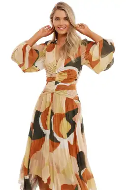 Ministry of Style Retro Resort Pleated Midi Dress Multi Size 14 for rent on The Volte - image 3