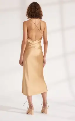 Dion Lee Bias Weave Cowl Dress Gold Size 12 for rent on The Volte - image 3