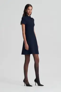Scanlan Theodore Crepe Knit Zip Shirt Mini Dress Navy Size M/ Au 10 for rent on The Volte - image 2