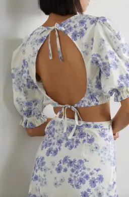 Peony Vacation Crop Top and Wrap Skirt Set Flannel Size 8 for rent on The Volte - image 2