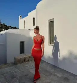 Asta Resort Carolina Camisole and Skirt Set Rossa Sequin Size S / AU 8