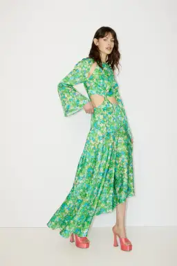 Alemais Cassandra Cut Out Midi Turquoise Dress Green Size 8  for rent on The Volte - image 1
