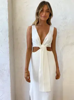 Sir The Label Clemence V Neck Dress Ivory Size 2/AU 10  for rent on The Volte - image 5