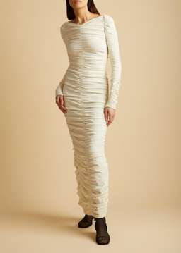 Khaite Lana Ruched Dress Ivory Size 8