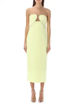 Self- Portrait Diamanté Trim Midi Dress Lime Green Size 8 for rent on The Volte - image 4