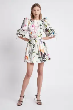 Aje Drift Puff Sleeve Mini Dress in Botanic Floral Print Size 10 for rent on The Volte - image 1
