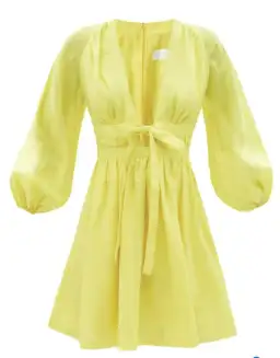 Zimmermann Shelly Plunge Bow Mini Dress Yellow Size 3/ Au 14 for rent on The Volte - image 5