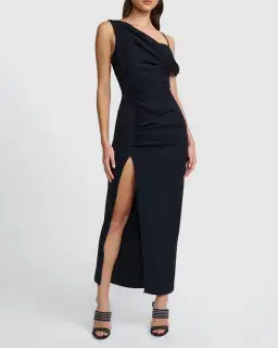 By Johnny Nadal Asymmetric Split Gown Black Size 10 for rent on The Volte - image 1