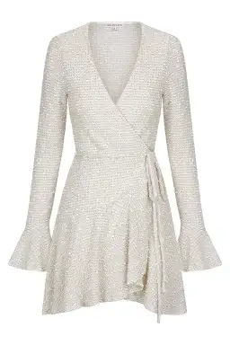 Shona Joy Hayes Frill Cuff Wrap Mini Dress Cream Size 8 for rent on The Volte - image 4
