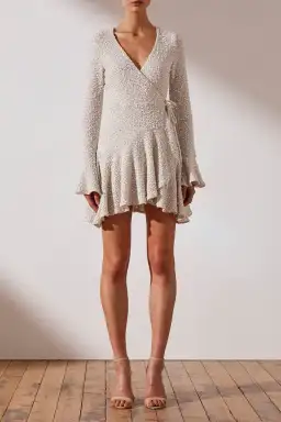 Shona Joy Hayes Frill Cuff Wrap Mini Dress Cream Size 8 for rent on The Volte - image 2