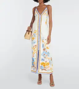 Zimmermann Halcyon Slip Midi Dress Orange Blue Floral Size 0 / AU 8 for rent on The Volte - image 1