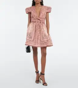 Zimmermann Matchmaker Structured Mini Dress Pink Bandana Size 0 / AU 8