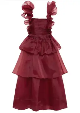 AJE ASRA PLEATED FRILL MIDI DRESS RED SIZE 8 for rent on The Volte - image 5