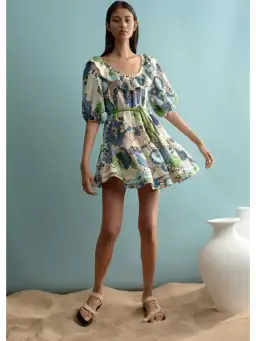 Alemais Farrah Ruffle Off Shoulder Dress Print Size AU 10