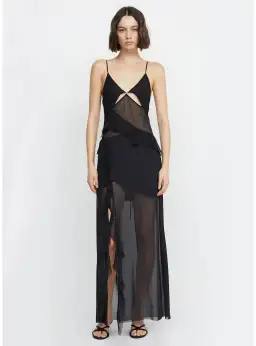 Bec & Bridge Aurelie Strap Frill Maxi Dress Black Size AU 8