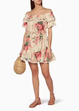 Zimmermann Laelia Frill Tier Short Dress Meadow Floral Size 8