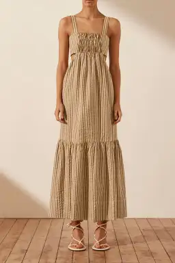 Shona Joy Hele Cut Out Ruched Midi Dress Print Size 10