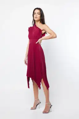 Mossman Lady Like Midi Dress in Deep Red Size 10 for rent on The Volte - image 2