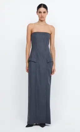Bec & Bridge Pine Strapless Maxi Dress Charcoal Print Size 8 for rent on The Volte - image 1