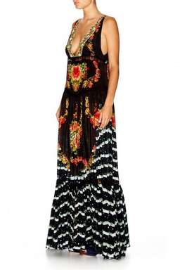 Camilla Lift the Veil Tiered Gathered V-Neck Dress Print Size 8 for rent on The Volte - image 3