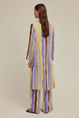 Venroy Crinkle Cotton Tie Front Shirt and Wide Leg Pants Set Purple Dye Stripe Size M / AU 10 for rent on The Volte - image 2