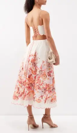 Zimmermann Devi Scallop Midi Dress Cream Floral Size 2 / AU 12 for rent on The Volte - image 4