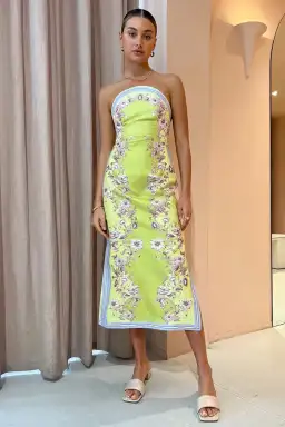 Alemais Marlow Bodice Midi Dress Lemon Paisley Size 10 for rent on The Volte - image 1