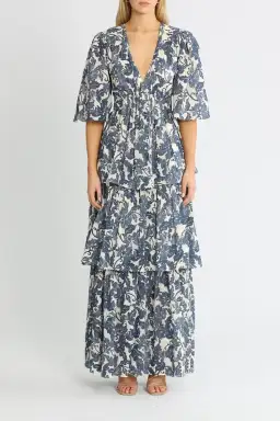 Significant Other Scarlett Maxi Dress Blue Print Size 8 for rent on The Volte - image 1