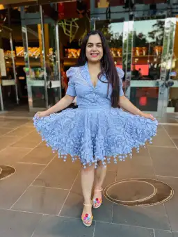 Zimmermann High Tide Lace Blouse & Flip Mini Skirt Set Periwinkle Size 3 / AU 14