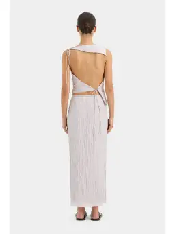 Sir The Label Ligera Open Back Top and Wrap Midi Skirt Set Silver Size AU 8 for rent on The Volte - image 3