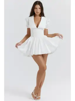 House Of CB Piera Pleated Mini White Size M / AU 12