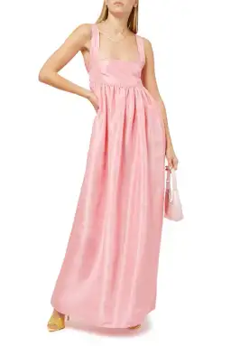 OROTON Strappy Open Back Poplin Maxi Sundress in Pink Strawberry Size 14 for rent on The Volte - image 10