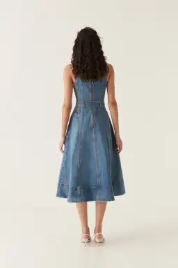 Aje Clay Denim Midi Dress 90's Wash Size AU 14 for rent on The Volte - image 3
