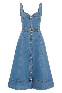 Aje Clay Denim Midi Dress 90's Wash Size AU 14 for rent on The Volte - image 4