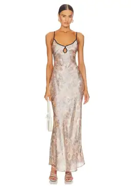 Bec & Bridge Nina Keyhole Maxi Dress Blush Jacquard Floral Size 8 for rent on The Volte - image 1