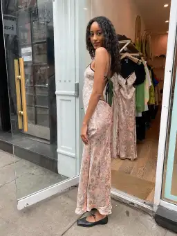 Bec & Bridge Nina Keyhole Maxi Dress Blush Jacquard Floral Size 8 for rent on The Volte - image 3