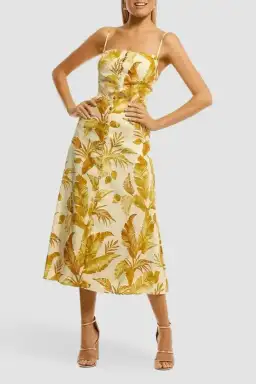 Pasduchas Hazy Belt Midi Dress in Golden Size 6 for rent on The Volte - image 1
