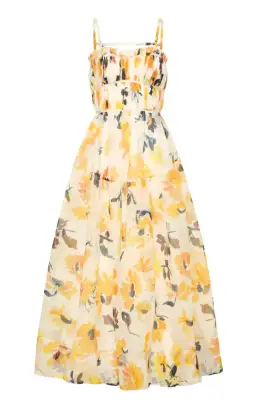 Aje Botanica Cross Back Midi Dress Pressed Sunflowers Size 10 for rent on The Volte - image 3